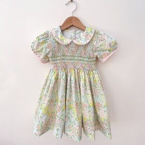 ELIZA JAMES NWOT Hand Smocked Pastel Floral Spring Heirloom Dress